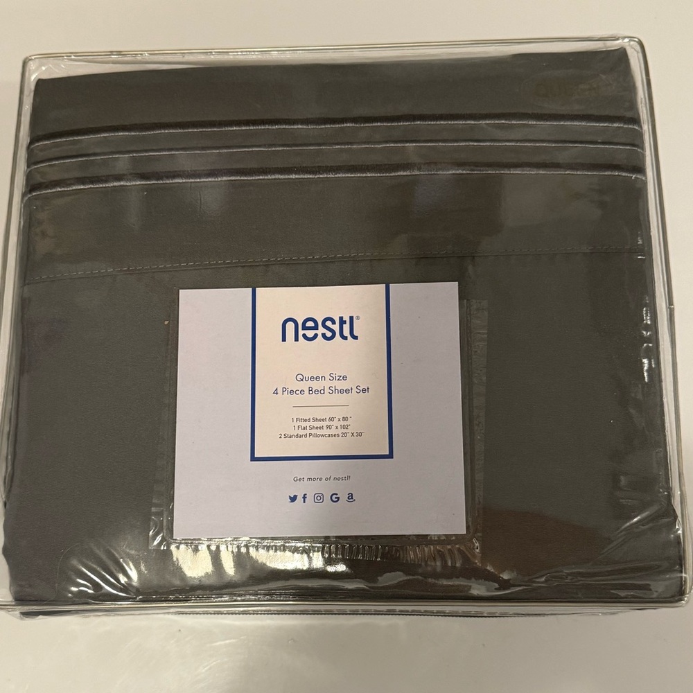 NESTL Hypoallergenic Queen Sheet Set in Gray